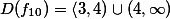 D(f_{10})=   \left \langle3, 4 \right)\cup \left({4,\infty } \right)