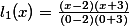 l_1(x)=\frac{(x-2)(x+3)}{(0-2)(0+3)}