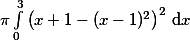 \pi \int \limits_0^3 \left( x+1 - (x-1)^2  \right)^2 \, \mathrm{d} x