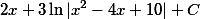 \displaystyle{2x+3\ln|x^2-4x+10|+C}