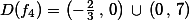 D(f_4)=\left(-\frac{2}{3}\,,\,0\right) \,\cup \,\left(0\,,\,7\right)